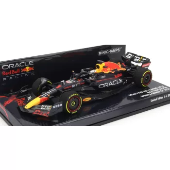   Minichamps - RED BULL F1 RB18 TEAM ORACLE RED BULL RACING N 1 WORLD CHAMPION WINNER FRENCH GP 2022 MAX VERSTAPPEN MATT BLUE YELLOW RED