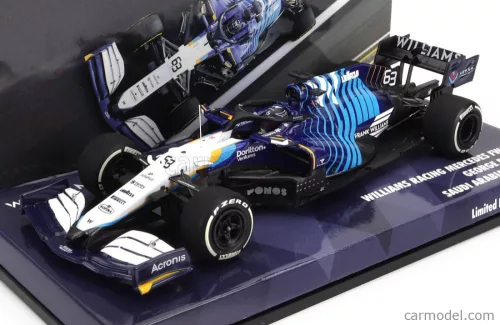Minichamps - Williams F1 Fw43B Mercedes M12 Eq Power+ Team Williams Racing N 63 Saudi Arabia Gp 2021 George Russel White Light Blue