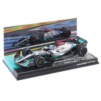   Minichamps - MERCEDES GP F1 W13E TEAM MERCEDES-AMG PETRONAS F1 N 63 3rd FRANCE GP 2022 GEORGE RUSSEL SILVER GREEN