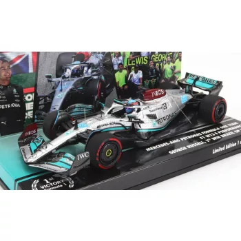   Minichamps - MERCEDES GP F1 W13E TEAM MERCEDES-AMG PETRONAS F1 N 63 (first f1 win) WINNER BRAZILIAN GP 2022 GEORGE RUSSEL SILVER GREEN