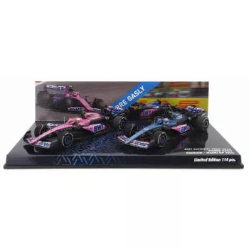   Minichamps - RENAULT SET 2X F1  A523 TEAM BWT ALPINE N 10 9th BAHRAIN GP 2023 + N 10 8th MIAMI GP 2023 PIERRE GASLY BLUE BLACK PINK