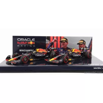   Minichamps - Red Bull F1 Set 2X Rb18 Team Oracle Red Bull Racing N 1 Winner Emilia Romagna Italy Gp World Champion 2022 Max Verstappen + N 11 2Nd Emilia Romagna Italy Gp 2022 Sergio Perez Matt Blue Yellow Red