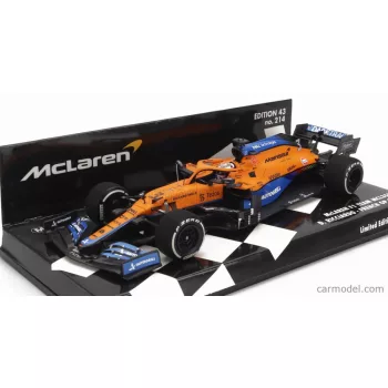   Minichamps - Mclaren F1  Mcl35L Mercedes M12 Eq Power+ Team Mclaren N 3 French Gp 2021 Daniel Ricciardo Orange Light Blue