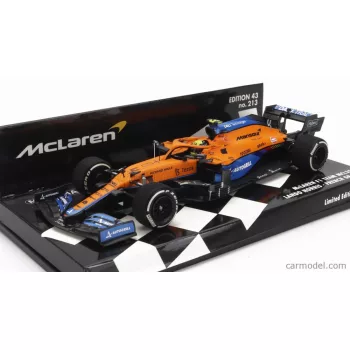   Minichamps - Mclaren F1  Mcl35L Mercedes M12 Eq Power+ Team Mclaren N 4 French Gp 2021 Lando Norris Orange Light Blue
