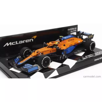   Minichamps - Mclaren F1  Mcl35L Mercedes M12 Eq Power+ Team Mclaren N 4 2Nd Italy Gp 2021 Lando Norris Orange Light Blue