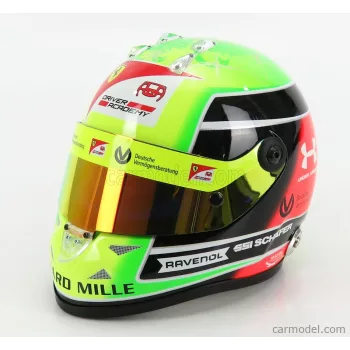   Mini Helmet - Schuberth Helmet F2 Casco Helmet Dallara Team Prema Racing N 20 Season Mick Schumacher 2020 F2 World Champion Yellow Green Red Black
