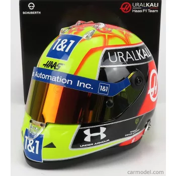   Mini Helmet - Schuberth Helmet F1 Casco Helmet Vf-21 Team Uralkali N 47 British Silverstone Gp 2021 Mick Schumacher Green Red Black Yellow