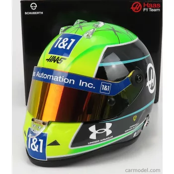   Mini Helmet - Schuberth Helmet F1 Casco Helmet Vf-22 Team Haas N 47 Season 2022 Mick Schumacher Green Black Yellow