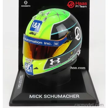   Mini Helmet - Schuberth Helmet F1 Casco Helmet Vf-22 Team Haas N 47 Season 2022 Mick Schumacher Green Black Yellow