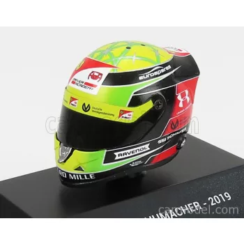   Mini Helmet - Schuberth Helmet F2 Keyring Helmet Dallara Team Prema Racing N 9 Season Mick Schumacher 2019 Yellow Green Red Black