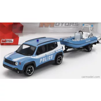   Mondomotors - Jeep Renegade Police Con Carrello E Gommone 2017 - Trailer And Motorboat Light Blue White
