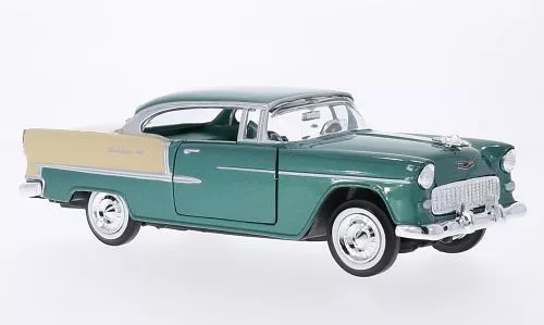 Motor-Max - Chevrolet Bel Air Hardtop, grün/beige, 1955, 1:24