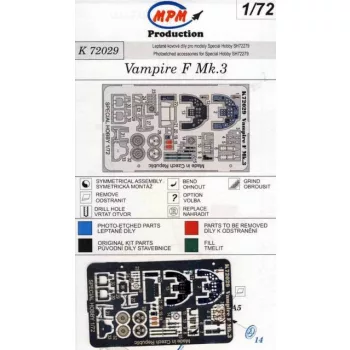 Mpm - Vampire F Mk.3 Coloured photo-etched par
