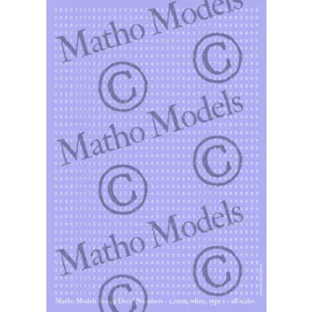 Matho Models - Decal Numbers - 1.5mm white type 1