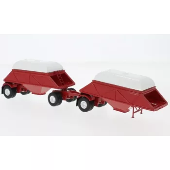 Neo Scale Models - Anhänger Double Bottom  rot 