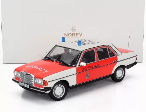Norev - MERCEDES BENZ E-CLASS 200E (W123) NOTARZT AMBULANCE 1984 RED WHITE