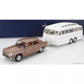   Norev - Peugeot 404 With Caravan Roulotte Henon 1965 Brown Met