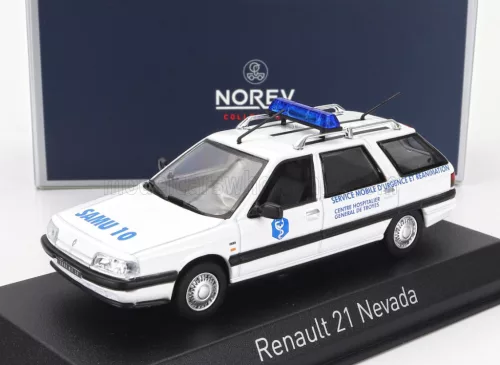 Norev - RENAULT R21 NEVADA SW STATION WAGON SAMU AMBULANCE 1991 WHITE