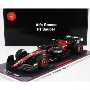   NZG - ALFA ROMEO F1  C43 TEAM STAKE N 24 SPANISH GP 2023 ZHOU GUANYU - CON VETRINA - WITH SHOWCASE BLACK RED