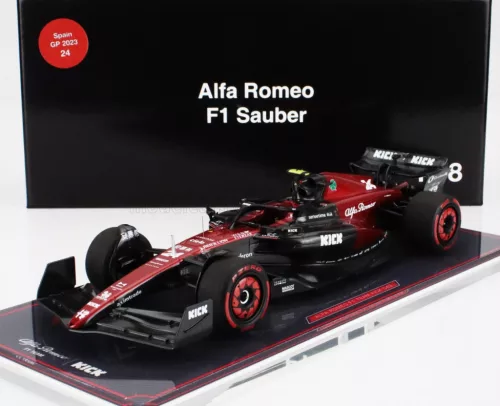 NZG - ALFA ROMEO F1  C43 TEAM STAKE N 24 SPANISH GP 2023 ZHOU GUANYU - CON VETRINA - WITH SHOWCASE BLACK RED