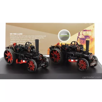   Oxford-Models - Fowler Set 2X Bb1 Tiger Tractor Ploughing Engine 1864 Black Red