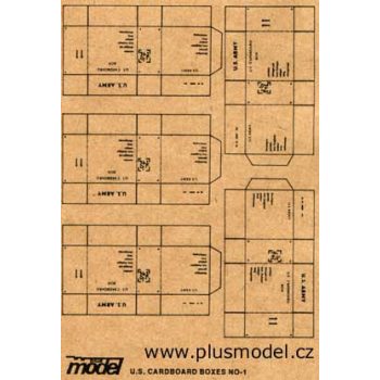  Plus Model - U.S. Transport Kartons WW II, 5 Stück pro Bogen.