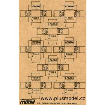   Plus Model - U.S. Feld C-Ration Kartons WW II, 8 Stück pro Bogen.