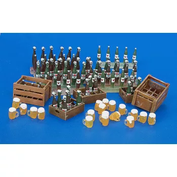 Bierkisten, -flaschen und -Gläser