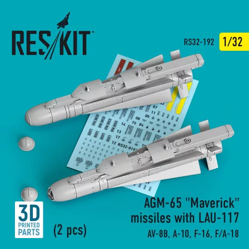 Reskit - AGM-65 Maverick missiles with LAU-117 (2 pcs) (AV-8B A-10 F-16 F/A-18) (3D Printed)