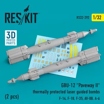   Reskit - GBU-12 Paveway II thermally protected laser guided bombs (2 pcs) (F-14, F-18, F-35, AV-8B, A-6) (3D Printed)