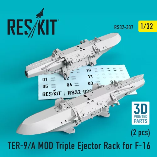 Reskit - TER-9/A MOD Triple Ejector Rack for F-16 (2 pcs) (3D Printed)