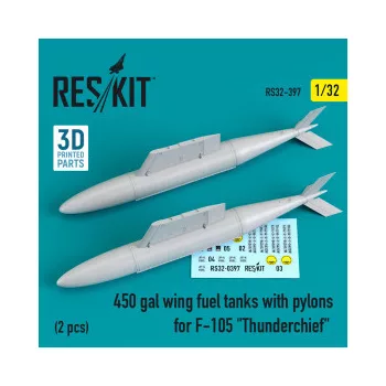   Reskit - 450 gal wing fuel tanks with pylons for F-105 "Thunderchief" (2 pcs) (1/32)