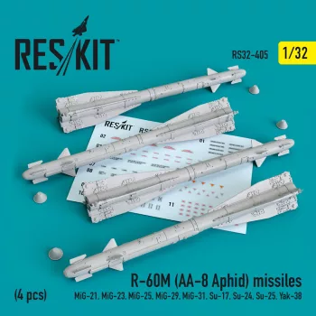   Reskit - R-60? (AA-8 Aphid) missiles (4 pcs) (MiG-21,MiG-23,MiG-25 MiG-29,MiG-31,Su-17,Su-24,Su-25,Yak-38)