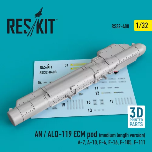 Reskit - AN / ALQ-119 ECM pod (medium length version) (A-7 A-10 F-4 F-16 F-105 F-111) (3D Printed)