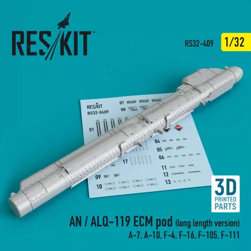 Reskit - AN / ALQ-119 ECM pod (long length version) (A-7, A-10, F-4, F-16, F-105, F-111) (3D Printed)