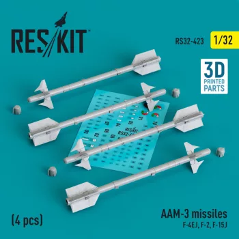   Reskit - AAM-3 missiles (4 pcs) (F-4EJ, F-2, F-15J) (3D Printed) (1/32)