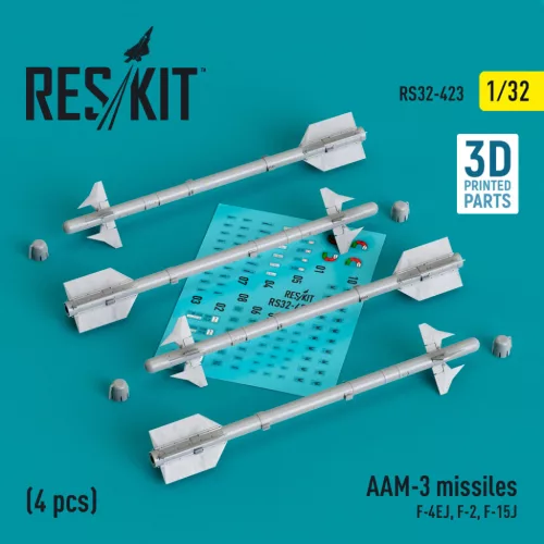 Reskit - AAM-3 missiles (4 pcs) (F-4EJ, F-2, F-15J) (3D Printed) (1/32)
