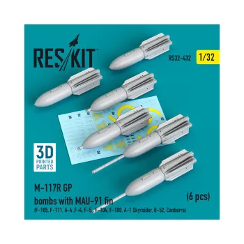   Reskit - M-117R GP bombs with MAU-91 fin (6 pcs) (F-105, F-111, A-4 ,F-4, F-5, F-104, F-100, A-1 Skyraider, B