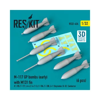   Reskit - M-117 GP bombs (early) with M131 fin (6 pcs) (F-105, F-111, A-4 ,F-4, F-5, F-104, F-100, A-1 Skyraid