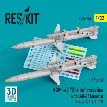   Reskit - AGM-45 Shrike missiles with LAU-34 launcher (2 pcs) (A-4, A-7, F-4, F-105) (3D Printed)