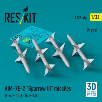   Reskit - AIM-7E-2 Sparrow III missiles (4 pcs) (F-4, F-15, F-16, F-14) (3D Printed)