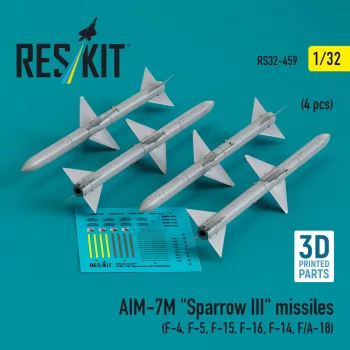   Reskit - AIM-7M Sparrow III missiles (4 pcs ) (F-4 F-5 F-15 F-16 F-14 F/A-18) (3D Printed)