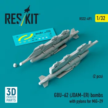   Reskit - GBU-62 (JDAM-ER) bombs with pylons for MiG-29 (2 pcs) (3D Printed)