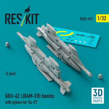   Reskit - GBU-62 (JDAM-ER) bombs with pylons for Su-27 (2 pcs) (3D Printed)