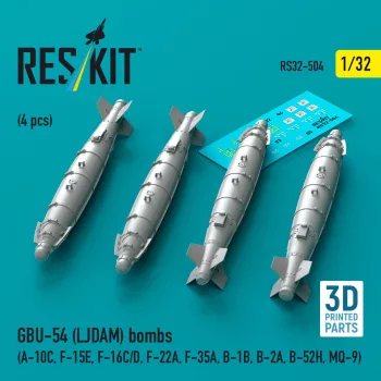   Reskit - GBU-54 (LJDAM) bombs (4 pcs) (A-10C F-15E F-16C/D F-22A F-35A B-1B B-2A B-52H MQ-9) (3D Printed)