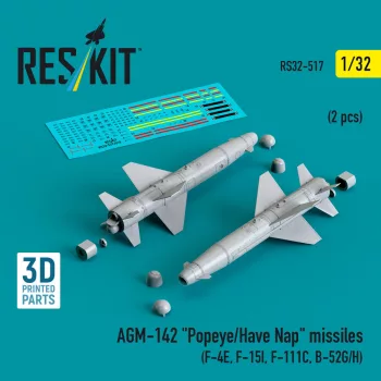   Reskit - AGM-142 Popeye/Have Nap missiles (2 pcs) (F-4E F-15I F-111C B-52G/H) (3D Printed)