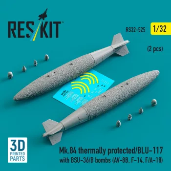   Reskit - Mk.84 thermally protected/BLU-117 with BSU-36/B bombs (2 pcs) (AV-8B, F-14, F/A-18) (3D Printed)