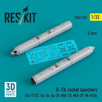   Reskit - B-13L rocket launchers (2 pcs) (Su-17/22, Su-24, Su-25 ,MiG-23, MiG-29, Mi-8/24) (3D Printed)