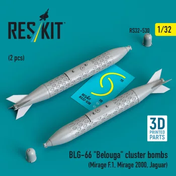   Reskit - BLG-66 Belouga cluster bombs (2 pcs) (Mirage F.1, Mirage 2000, Jaguar) (3D Printed)