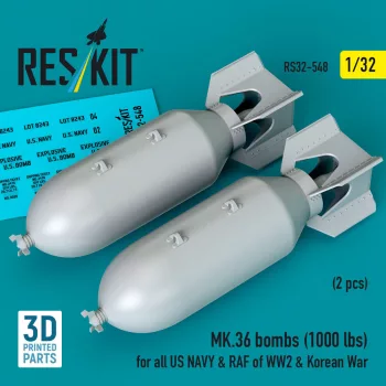   Reskit - MK.36 bombs (1000 lbs) for all US NAVY & RAF of WW2 & Korean War (2 pcs) (3D Printed)
